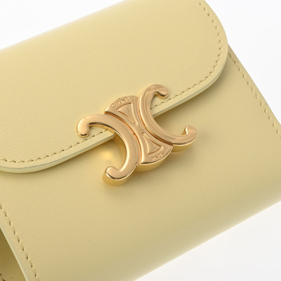 Celine Calfskin Bi fold Wallet Triomphe Yellow - Picture 8 of 12